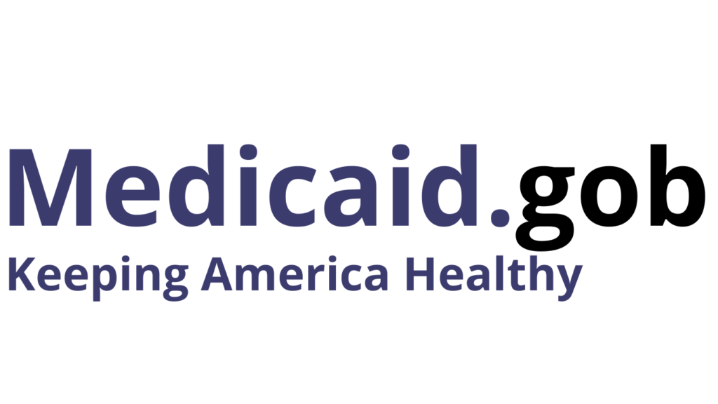 Logotipo de Medicaid con el eslogan “Keeping America Healthy” en tonos de azul.